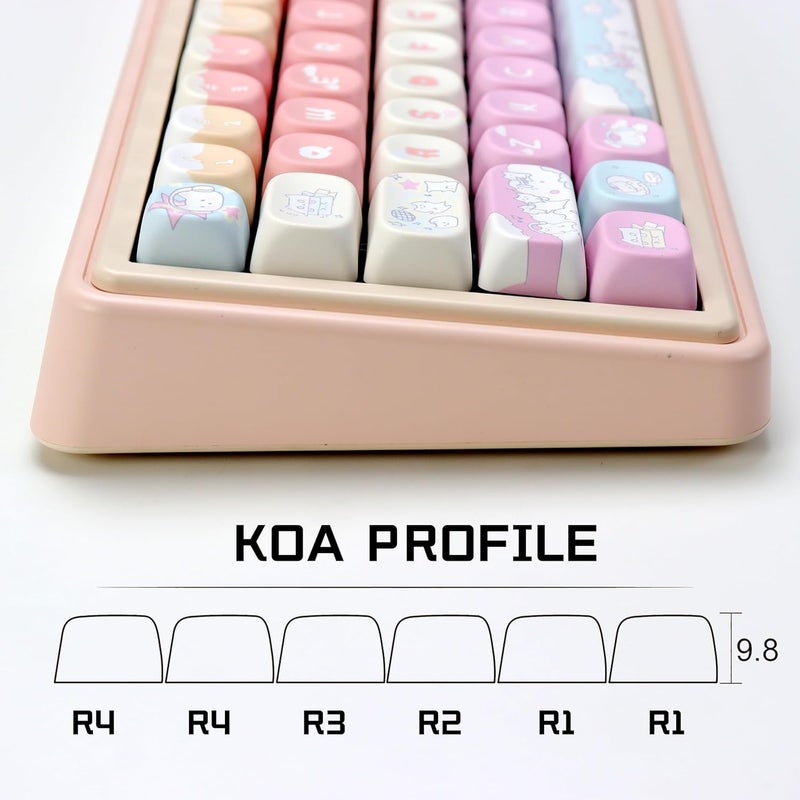 YMKPVR KBDiy Cute Rock Cat Keycaps Set 133 Keys KOA Profile Dye-Sublimation Kawaii Color Keycaps for Cherry Gateron MX Switches Gaming Mechanical Keyboards - Image 3